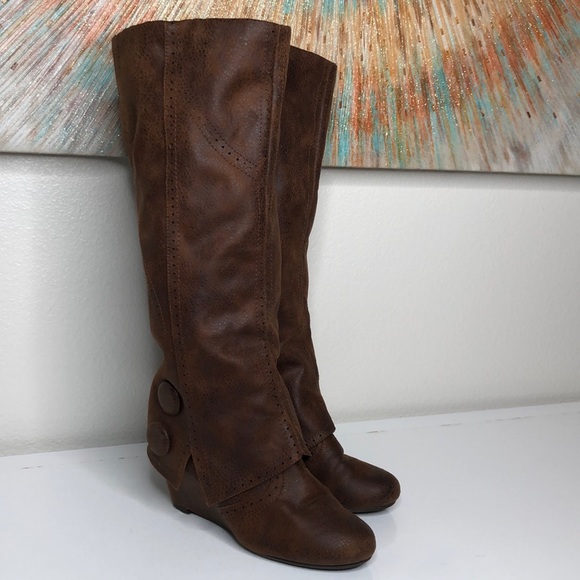 Not Rated Shoes - Not Rated Wedge Boots Vintage Inspired